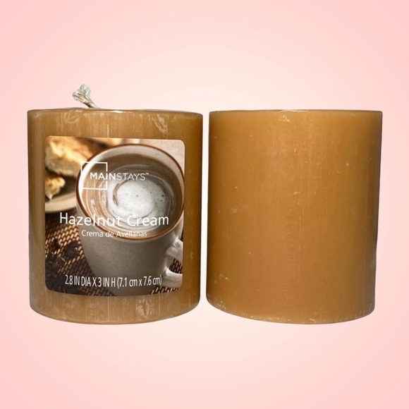 Mainstays Accents 3 2x Mainstays Candle Pillar Hazelnut Cream